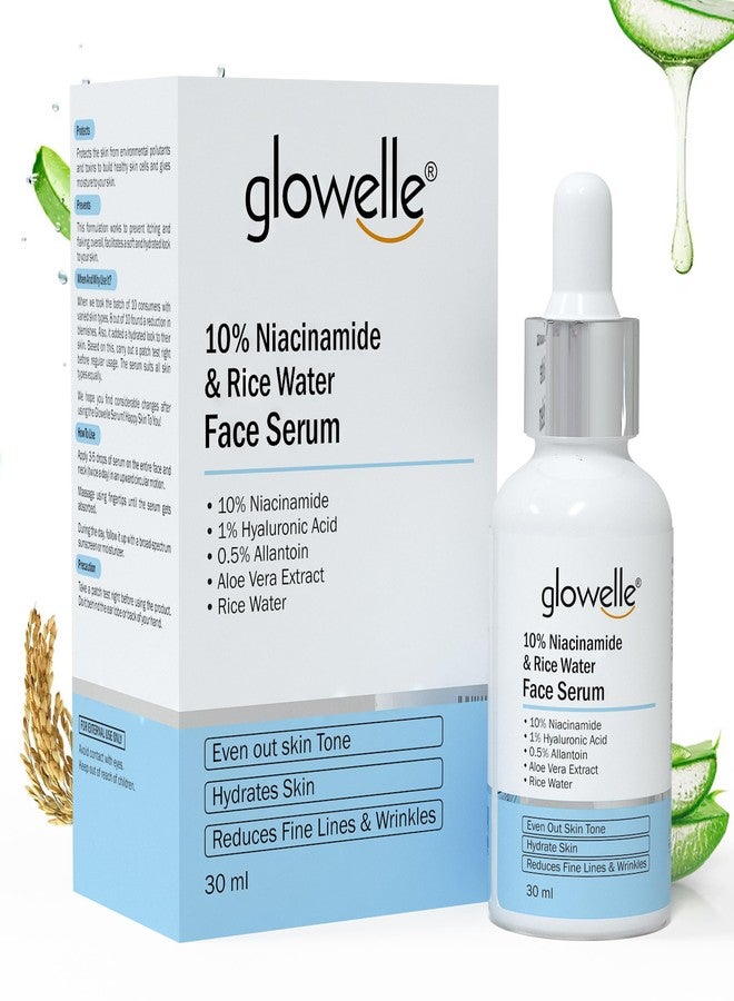 Glowelle سيروم الوجه من غلوويل بماء الأرز والنياسيناميد مع 10% نياسيناميد ومستخلصات الصبار لتوحيد لون البشرة وترطيبها وتحسين حاجزها | للرجال والنساء | 30 مل - Image 1