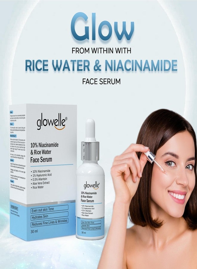 Glowelle سيروم الوجه من غلوويل بماء الأرز والنياسيناميد مع 10% نياسيناميد ومستخلصات الصبار لتوحيد لون البشرة وترطيبها وتحسين حاجزها | للرجال والنساء | 30 مل - Image 2