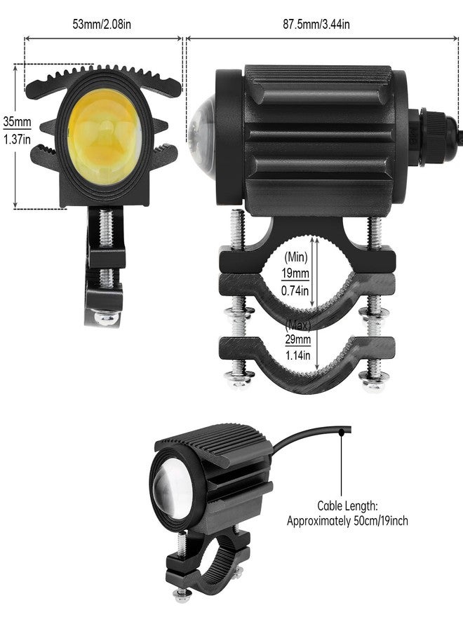 Windance 2PCS Motorcycle LED Headlight,4 Modes Hi/Lo Beam Yellow White 6500K waterproof Aux Spotlight for Tractor Truck/ATV UTV SUV/Boat 9V-85V (Black2pcs) - Image 3