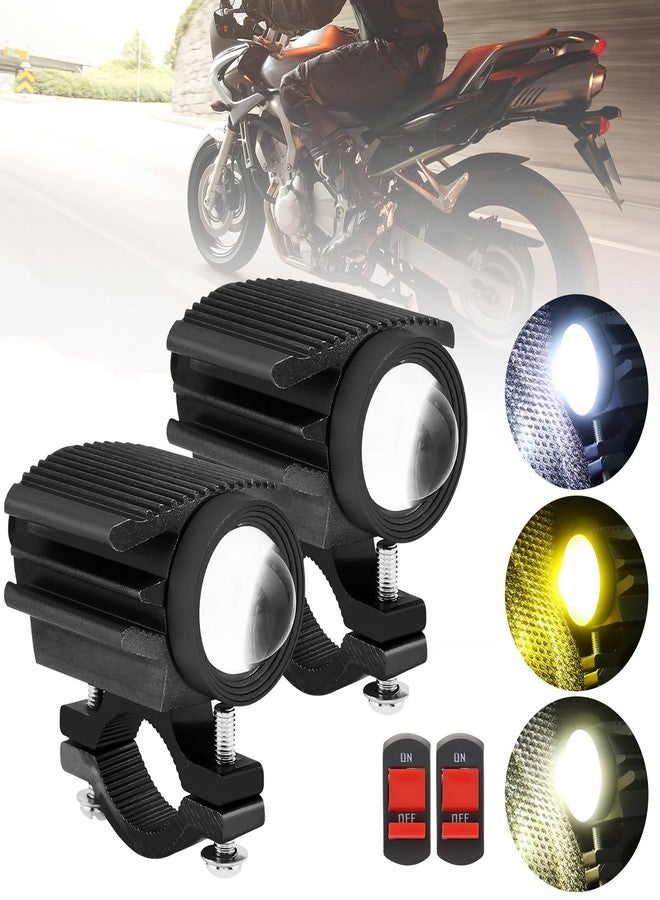 Windance 2PCS Motorcycle LED Headlight,4 Modes Hi/Lo Beam Yellow White 6500K waterproof Aux Spotlight for Tractor Truck/ATV UTV SUV/Boat 9V-85V (Black2pcs) - Image 1