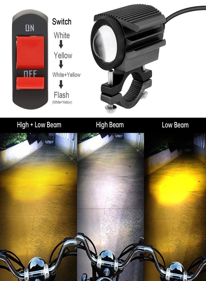 Windance 2PCS Motorcycle LED Headlight,4 Modes Hi/Lo Beam Yellow White 6500K waterproof Aux Spotlight for Tractor Truck/ATV UTV SUV/Boat 9V-85V (Black2pcs) - Image 5