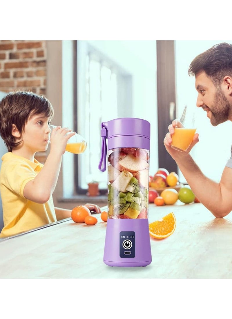 Scrolls - Premium Quality Portable 6 Blade Blender Cup,Electric USB Juicer Blender,Mini Blender Portable Blender For Shakes and Smoothies, Juice, 380ml, Great for Mixing-Purple - Image 1