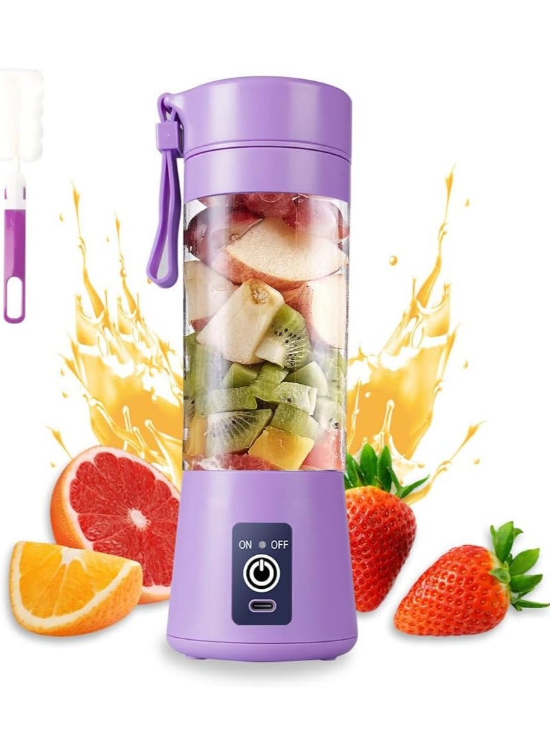 Scrolls - Premium Quality Portable 6 Blade Blender Cup,Electric USB Juicer Blender,Mini Blender Portable Blender For Shakes and Smoothies, Juice, 380ml, Great for Mixing-Purple - Image 1