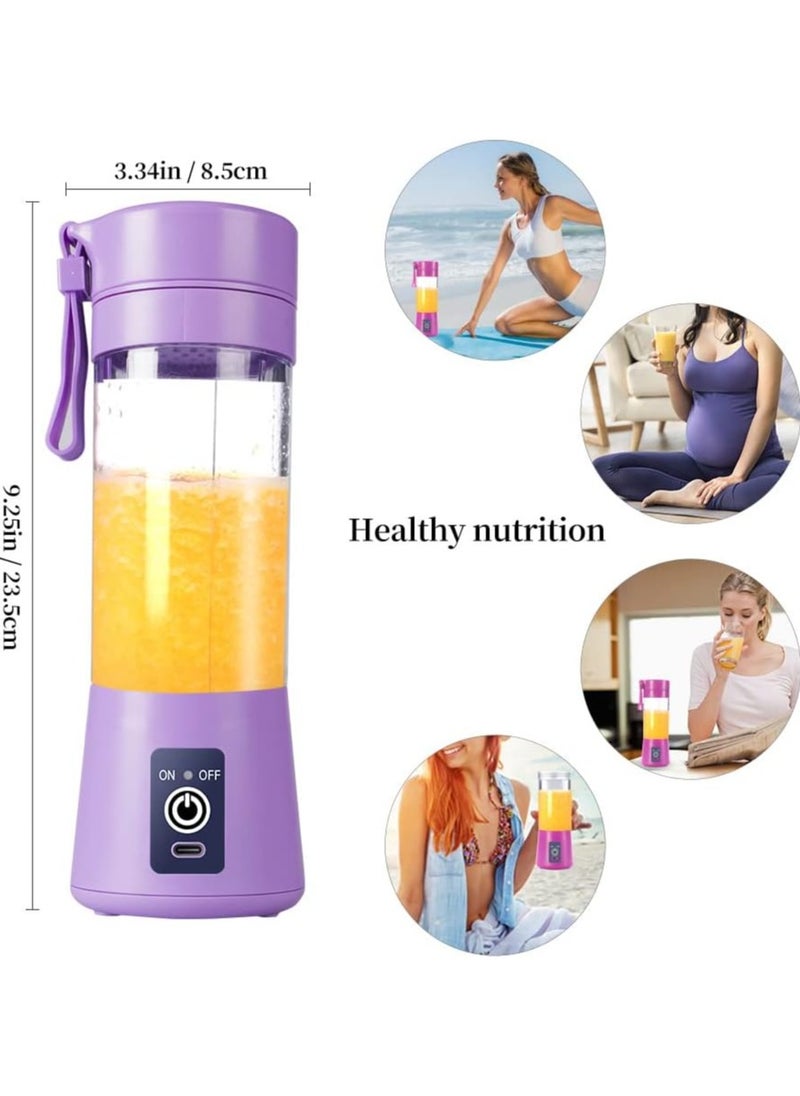 Scrolls - Premium Quality Portable 6 Blade Blender Cup,Electric USB Juicer Blender,Mini Blender Portable Blender For Shakes and Smoothies, Juice, 380ml, Great for Mixing-Purple - Image 1
