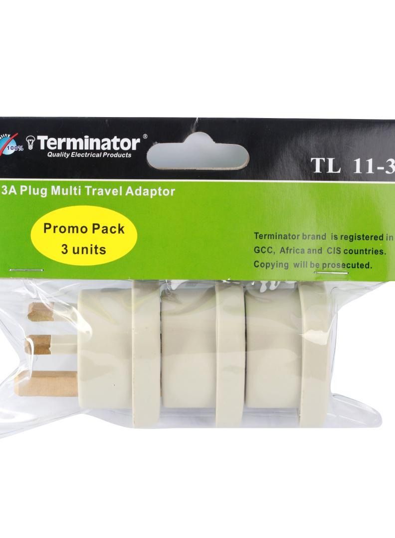 Terminator Terminator Multi Traveler Adapter With Shutter & Indicator (UK to Universal) (3 Pcs) TL11-3 