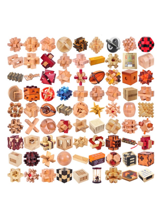 Loquat Kongming Lock Children's Wooden Toys Kongming Lock Luban Lock Full Set Of Classical Mortise And Tenon Wooden Toys Kongming Lock-Color:Love Lock 75cm - Image 2