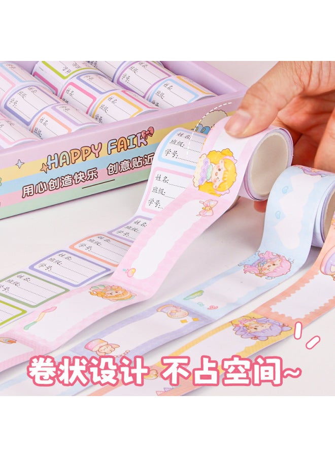 HELPS Creative Student Cartoon Tape Name Sticker Multi-functional Self-adhesive Index Sticker Kidsren's Cute Handwritten Decorative Label Sticker - Image 3
