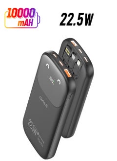 10000mAh, Digital Display Power Bank, 22.5W Fast Charging, Built-in Apple + Type-C Cables