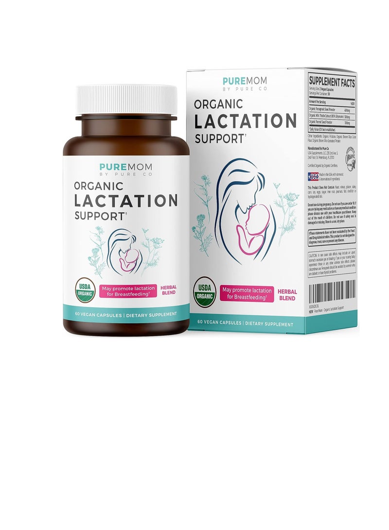 Organic Breastfeeding Supplement - Increase Milk Supply with Herbal Lactation Support, Organic Fenugreek Seed, Fennel And Milk Thistle - 60 Vegan Capsules
