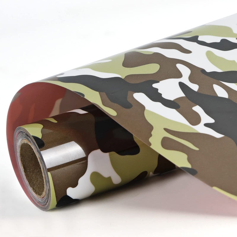 FUNKAKA Camo Army Earthy HTV Heat Transfer Vinyl Rolls 12 x 9ft Camouflage Iron on Vinyl for TShirt Stretchy PU HTV Vinyl for All Cutter Machines Easy to Cut Weed for DIY Art Crafts Fabric