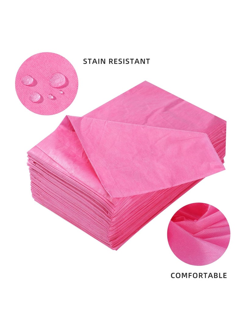 Excefore 100 Pieces Disposable Non Woven Massage Table Sheets Set Include 50 Pieces 31x71 Inches Soft Massage Bed Sheet & 11x14 Inches Face Cradle Covers For Massage Beauty Salon - Pink  - Image 3