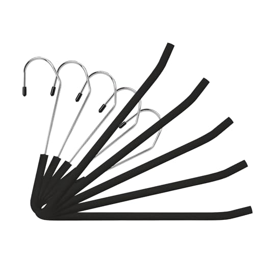 Spring Fever Space Saving Open Ended Heavy Duty Chrome Plating Non Slip Friction Foam Coated Slack Pants Trousers Hangers Black 5