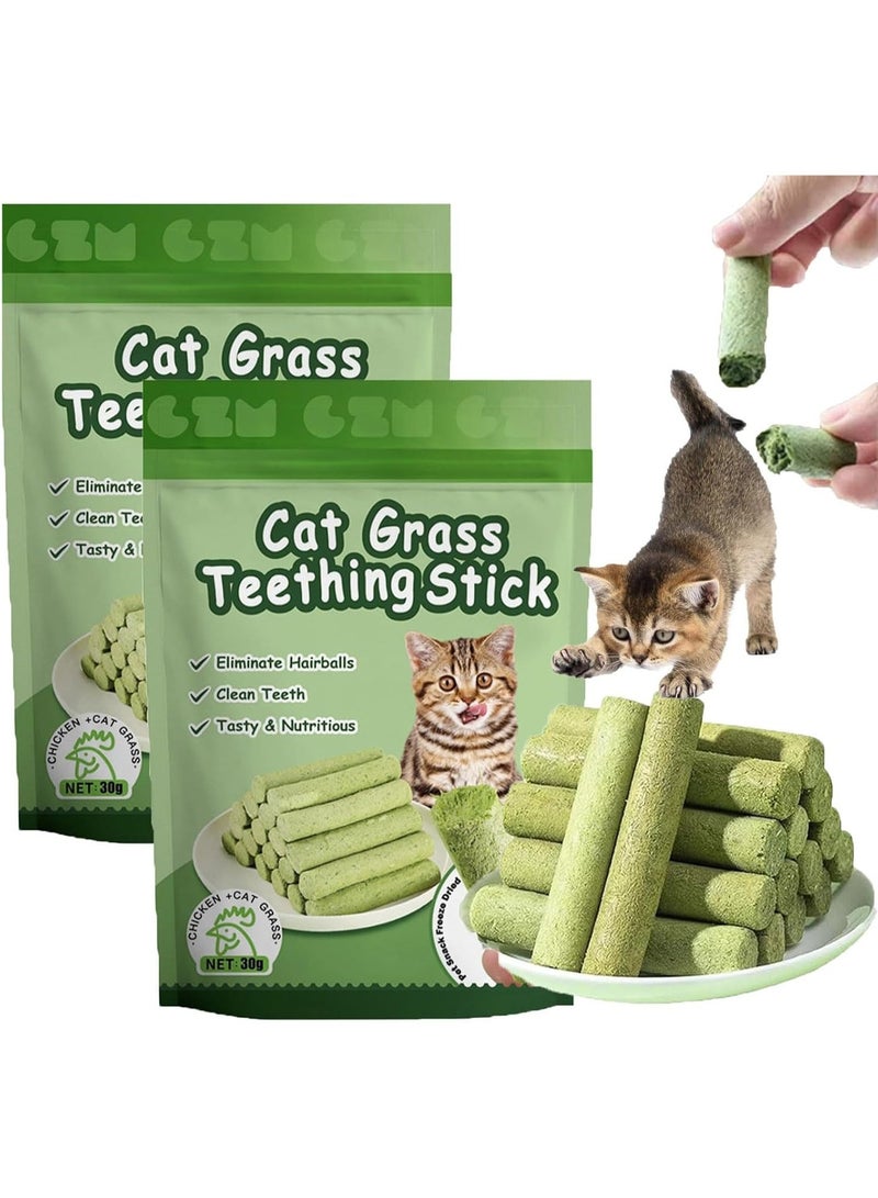 Altheqa 12 Grass Sticks Cat Freeze-dry Teeth Stick, Cat Grass Teething Stick, Catnip Cats Grass Toys, Edible Cats Chew Stick for Increase Appetite, Hairball Removal, Teeth Cleaning(2 Bags) - Image 1
