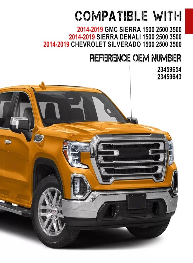 واقي شمس جانبي يسار السائق من PEVAST مزود بإضاءة LED متوافق مع سيارات GMC Sierra/Sierra Denali 1500 2500 3500 موديلات 2014-2019 وسيارات Chevrolet Silverado 1500 2500 3500 موديلات 2014-2019، بديل للرقم 23459654 (رمادي). - Image 4