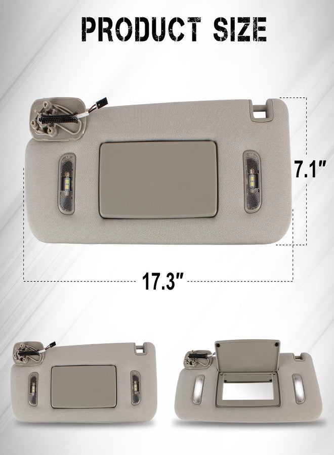 واقي شمس جانبي يسار السائق من PEVAST مزود بإضاءة LED متوافق مع سيارات GMC Sierra/Sierra Denali 1500 2500 3500 موديلات 2014-2019 وسيارات Chevrolet Silverado 1500 2500 3500 موديلات 2014-2019، بديل للرقم 23459654 (رمادي). - Image 3