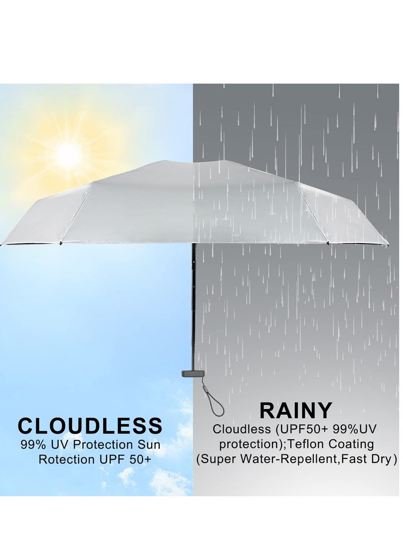 Folding Umbrellas Mini, Small Travel Lightweight Umbrella For Purse UPF 50+ UV Protection for Rain Sun 5 Fold Umbrella for Women Girls Kids, Multiple Colors - Image 3