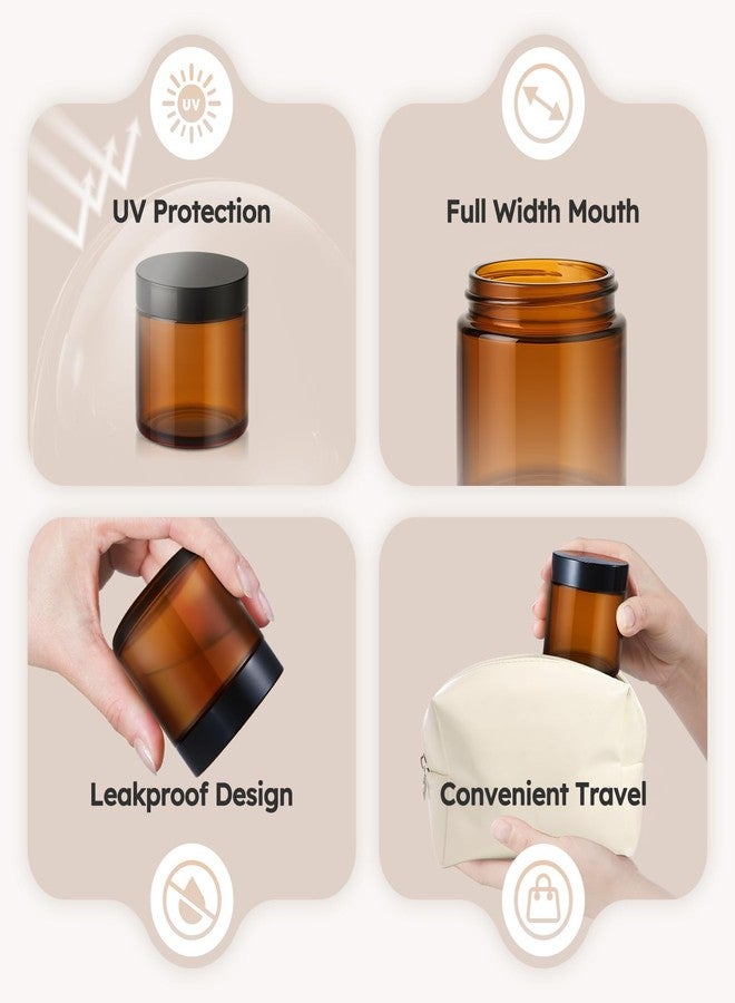 Tecohouse 4 oz Glass Jars with Lids, 24 Pack Amber Small Glass Jars with Black Lids Leakproof Round Airtight Empty Cosmetic Travel Containers with Inner Liners For Lotions Powders and Candle Making - Image 4