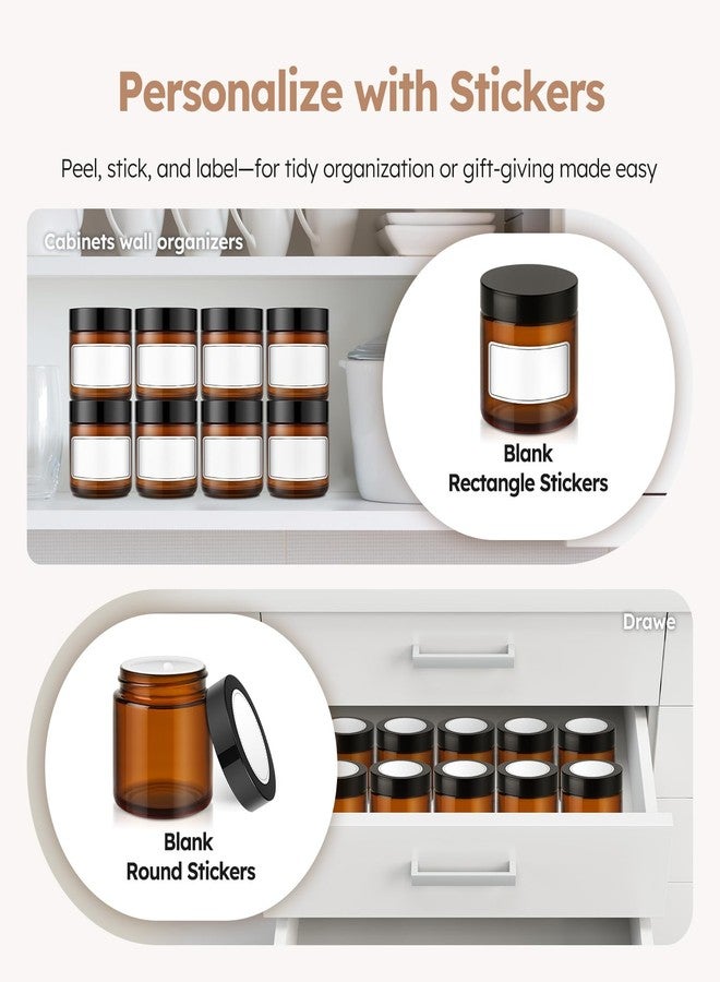 Tecohouse 4 oz Glass Jars with Lids, 24 Pack Amber Small Glass Jars with Black Lids Leakproof Round Airtight Empty Cosmetic Travel Containers with Inner Liners For Lotions Powders and Candle Making - Image 5