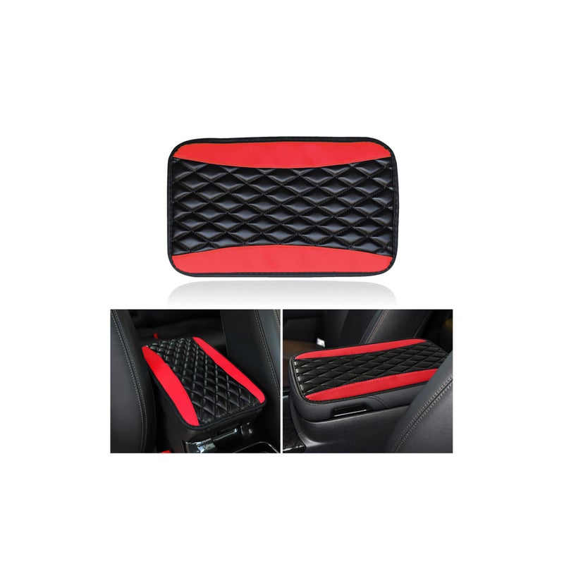 Couslcd Auto Center Console Pad Universal Waterproof Armrest Seat Box Cover Car Interior Accessories Leather Auto Armrest Cover Protector for Most Vehicle SUV Truck Red - Image 3