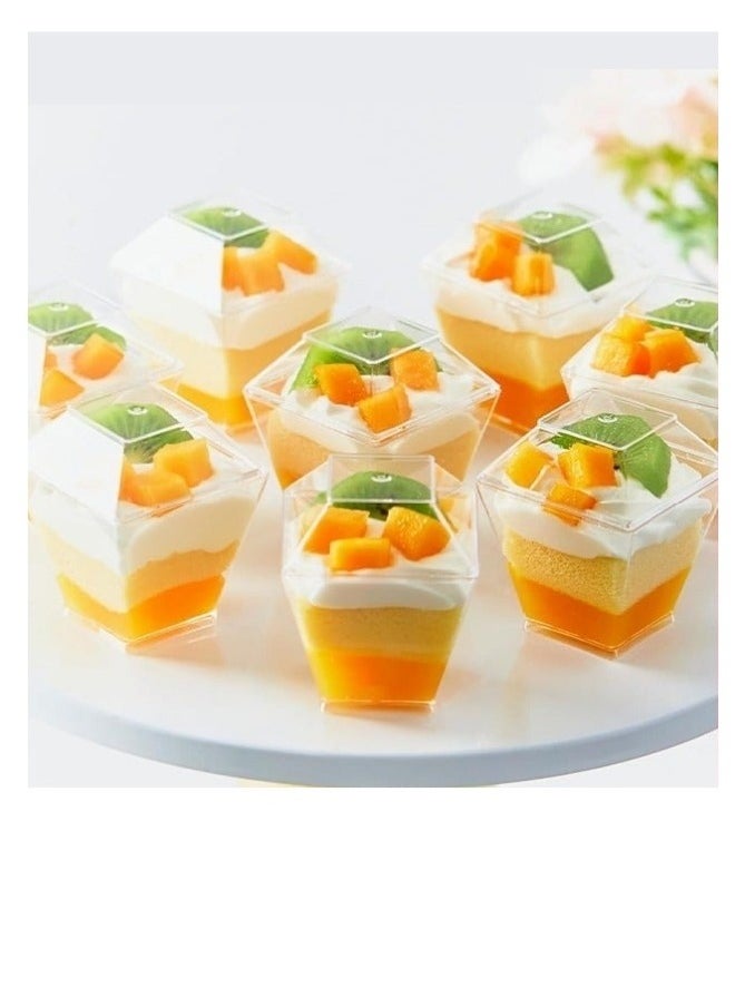 MIXDE 50-Pack Clear Dessert Cups with Lids and Spoons for Parties, Yogurt, Fruit, Ice Cream, Appetizers 60ml  - Image 2