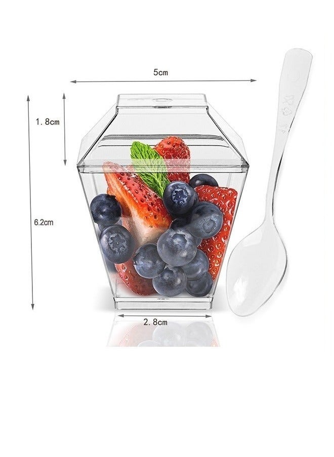 MIXDE 50-Pack Clear Dessert Cups with Lids and Spoons for Parties, Yogurt, Fruit, Ice Cream, Appetizers 60ml  - Image 3