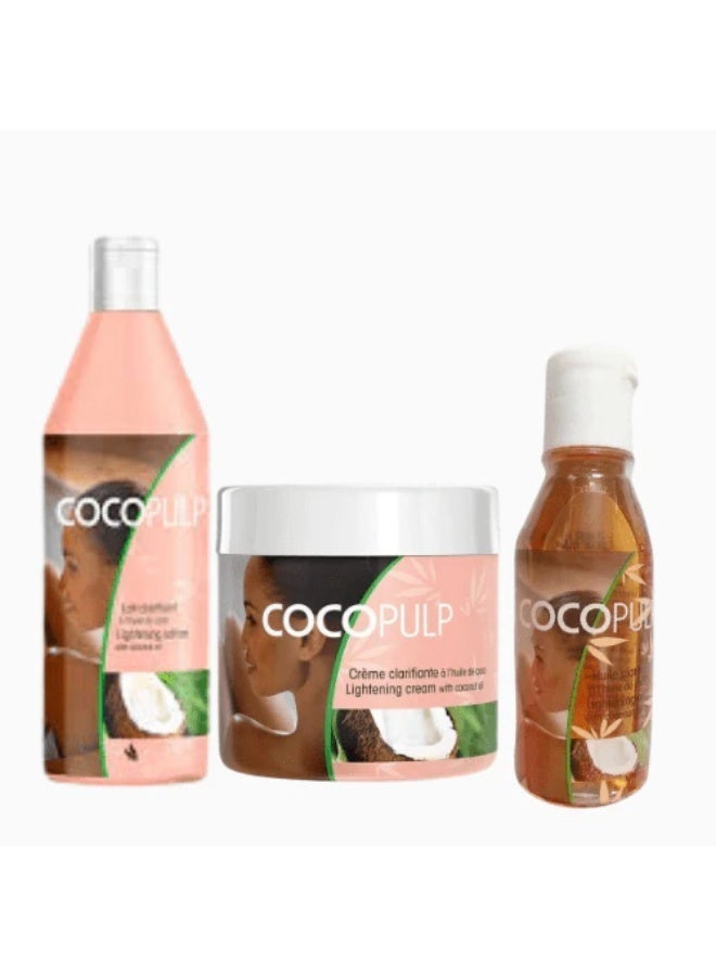 كوكو بلب مجموعة كوكو بولب المكونة من 3 قطع: كريم تفتيح البشرة 300 مل، لوشن 500 مل، وزيت 50 مل مع زيت جوز الهند - Image 1