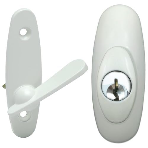 N8LokNLok Gliding Patio Door Keyed Lock Assembly Thumb Latch Compatible with Andersen Tribeca Style OEM Part 2573068 2573078 2573609 2916 Hole Centers NonHanded White Diecast - Image 1
