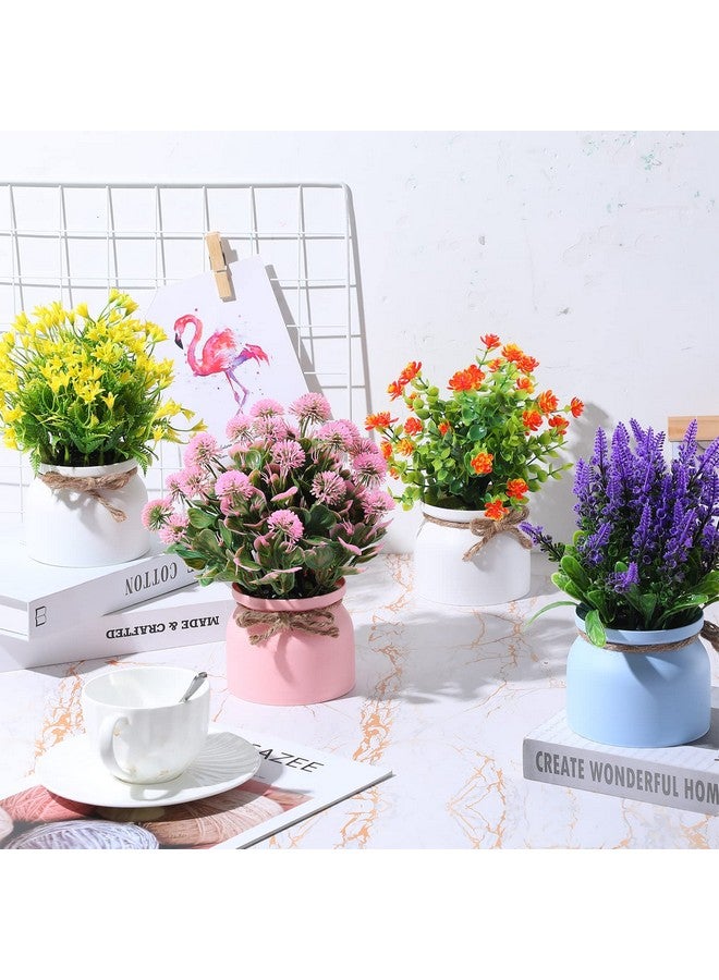 Cindeer Artificial Potted Flowers Fake Potted Plants Plastic Faux Flowers For Home Decor Indoor Small Artificial Plants In Pots For Wedding Home Desk Tabletop Outdoor Office Kitchen (Fresh Style 8 Pcs) - Image 4