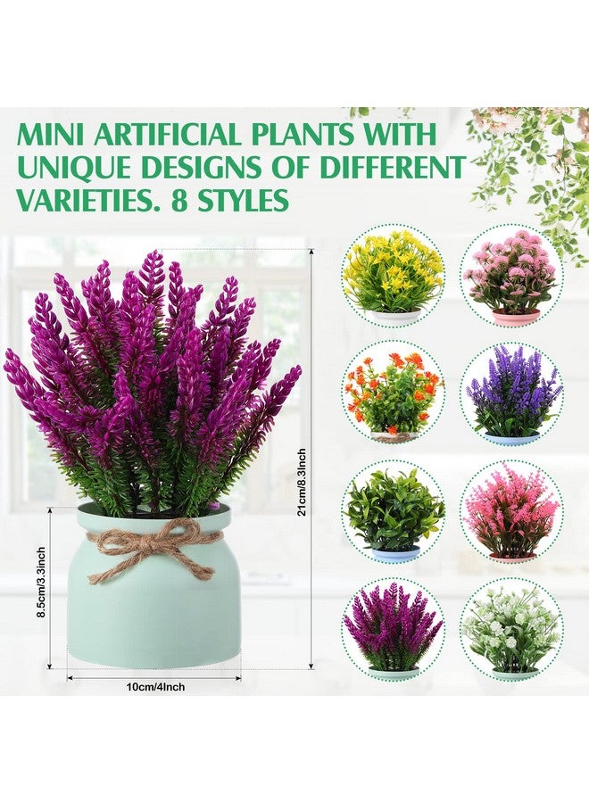 Cindeer Artificial Potted Flowers Fake Potted Plants Plastic Faux Flowers For Home Decor Indoor Small Artificial Plants In Pots For Wedding Home Desk Tabletop Outdoor Office Kitchen (Fresh Style 8 Pcs) - Image 3