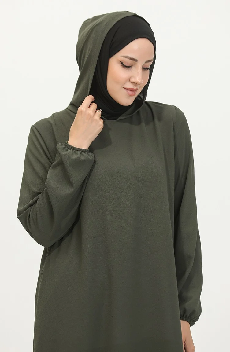 Sefa Merve Hooded Arabboy Tunic 1692-06 Khaki for Women Best