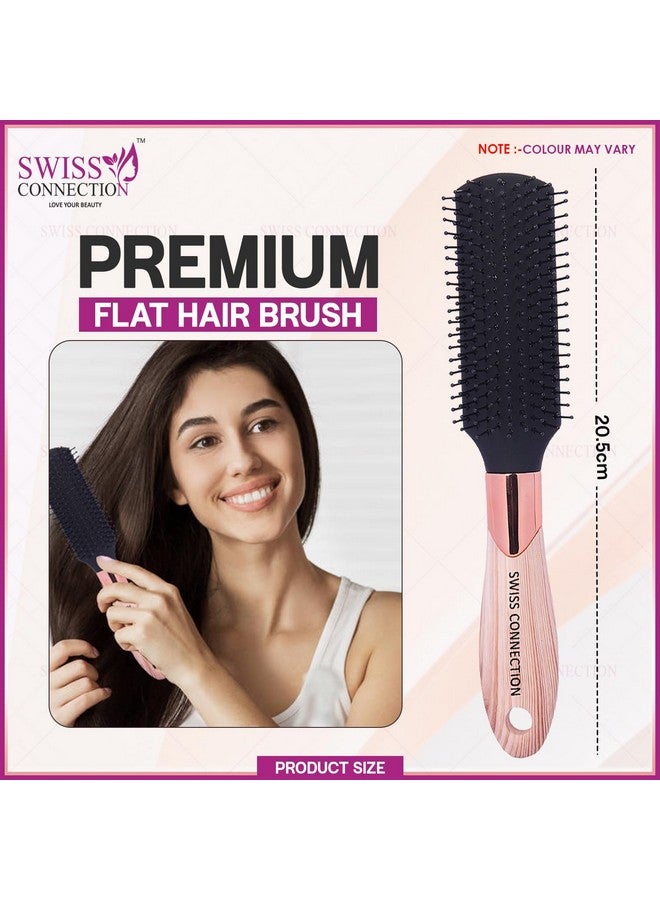Swiss Connection Premium Flat Hair Brush, Bio-Friendly Detangling Brush Soft Tipped Nylon For Curly, Straight, Natural, Women, Men (Pack of 1) - Image 2