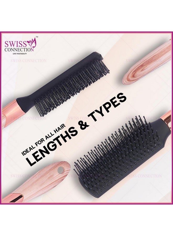 Swiss Connection Premium Flat Hair Brush, Bio-Friendly Detangling Brush Soft Tipped Nylon For Curly, Straight, Natural, Women, Men (Pack of 1) - Image 5