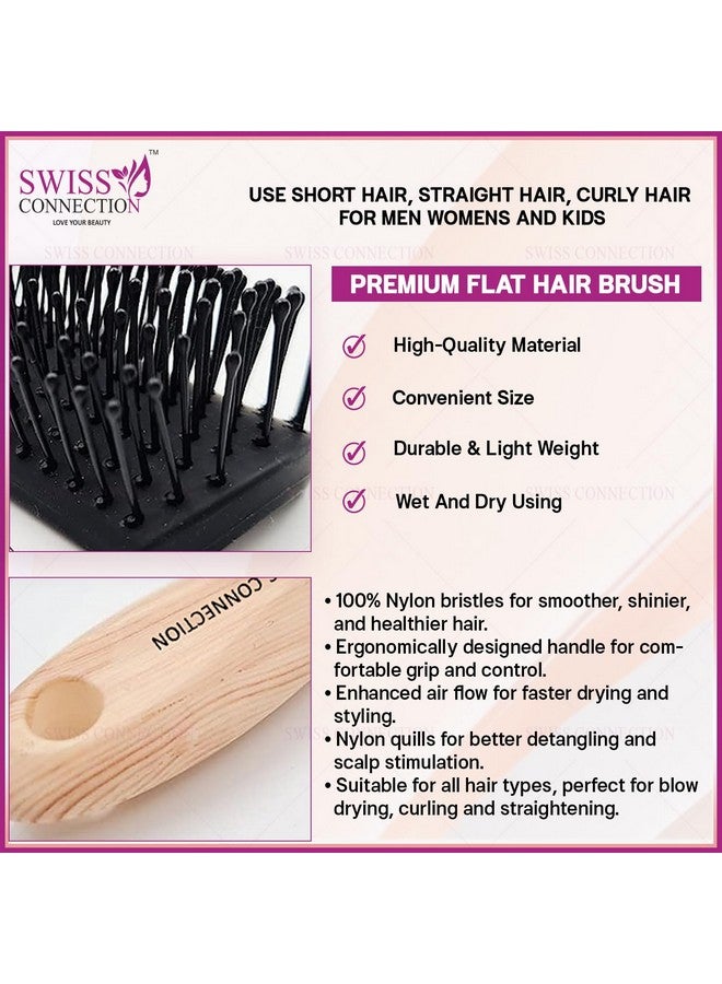Swiss Connection Premium Flat Hair Brush, Bio-Friendly Detangling Brush Soft Tipped Nylon For Curly, Straight, Natural, Women, Men (Pack of 1) - Image 3