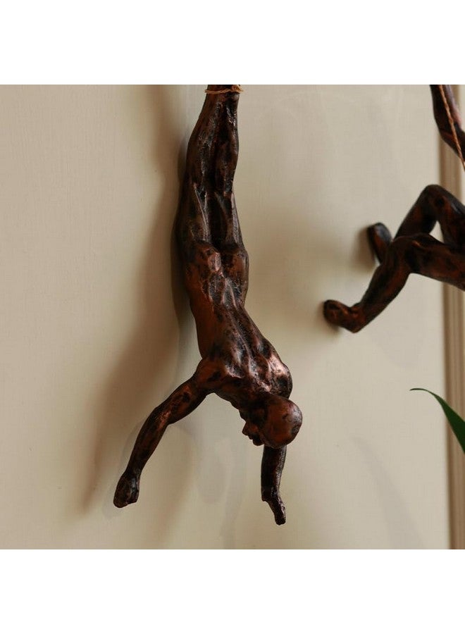 CLOUD INDIA Creative Set of 3 Retro Rock Climbing Figures Resin Sculpture Figures Wall Decorations Living Room Wall Decorations (Copper) - Image 2