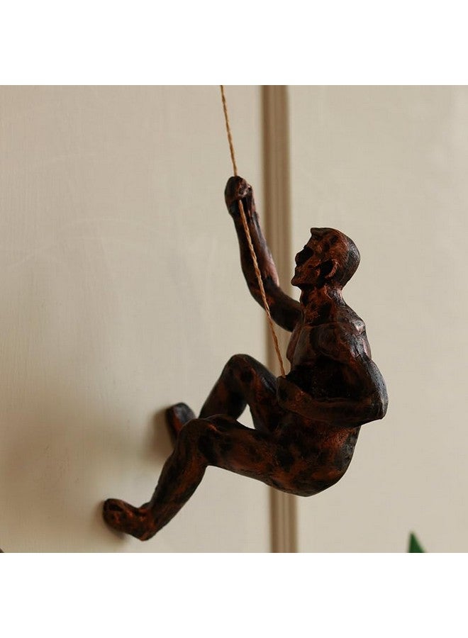 CLOUD INDIA Creative Set of 3 Retro Rock Climbing Figures Resin Sculpture Figures Wall Decorations Living Room Wall Decorations (Copper) - Image 3