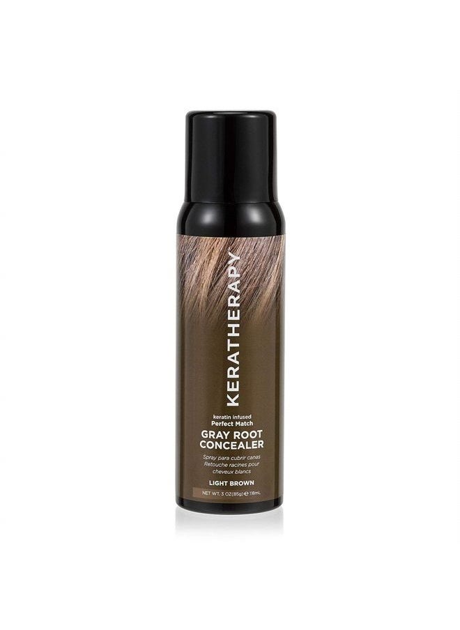 KERATHERAPY Keratherapy Keratin Infused Perfect Match Gray Root Concealer Spray, Light Brown, 3 oz, 118ml - Root Cover Up Spray to Hide Gray Roots - Keratin Therapy Hair Darkening & Temporary Scalp Concealer  - Image 1