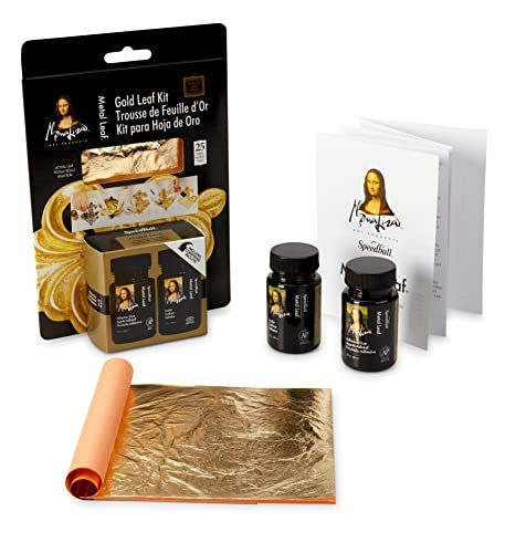 Speedball Mona Lisa Composition Gold Leaf Kit, Includes 25-Sheets, Adhesive and Sealer for Metal Gilding Crafts - Image 1