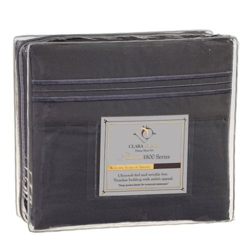 Clara Clark 2000 Series Bed Sheet Sets - Stay fit on mattress with elastic straps at corners - Queen, Charcoal Stone Gray - Image 5