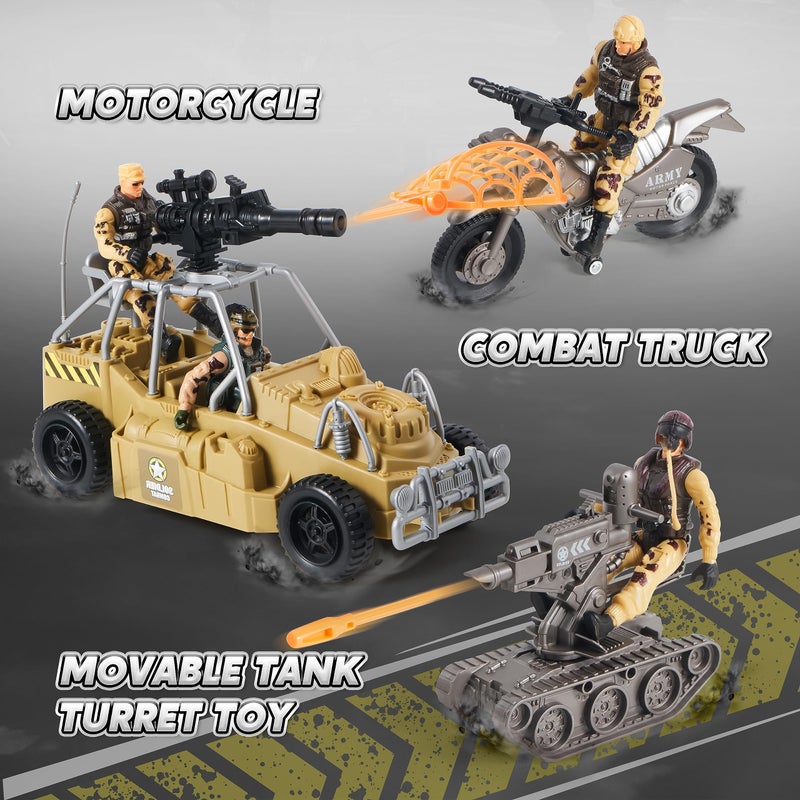 JOYIN Military Base Toys Set Including Army Vehicles, Army Men Action Figures and Weapon Gear Accessories Military Combat Toys - Image 3