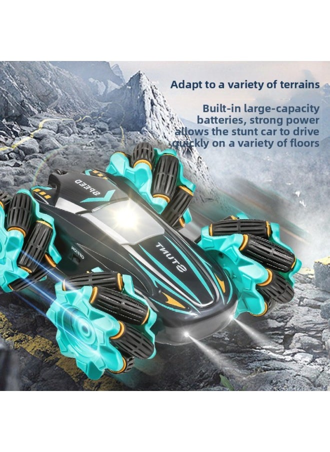 null - Four-wheel Drive Double-sided Stunt Drift Remote Control Car High-speed Off-road Vehicle Children's 2.4G Remote Control Stunt Car Toy-Color:Green-double-sided Stunt Car [upgrade Wheel Lights + Music] Dual Remote Control-Proportion:Chinese Color Box - Image 1