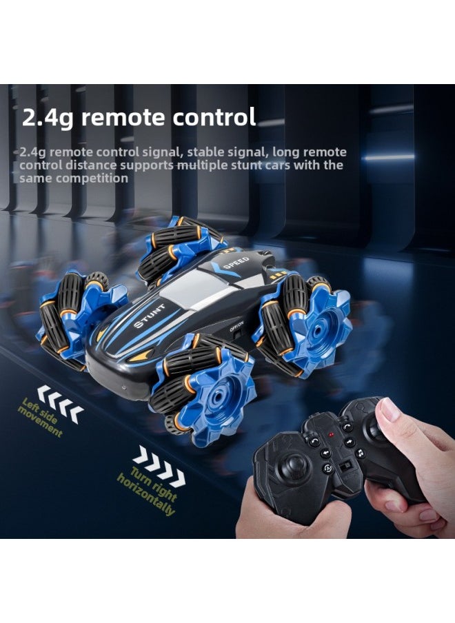 null - Four-wheel Drive Double-sided Stunt Drift Remote Control Car High-speed Off-road Vehicle Children's 2.4G Remote Control Stunt Car Toy-Color:Green-double-sided Stunt Car [upgrade Wheel Lights + Music] Dual Remote Control-Proportion:Chinese Color Box - Image 1