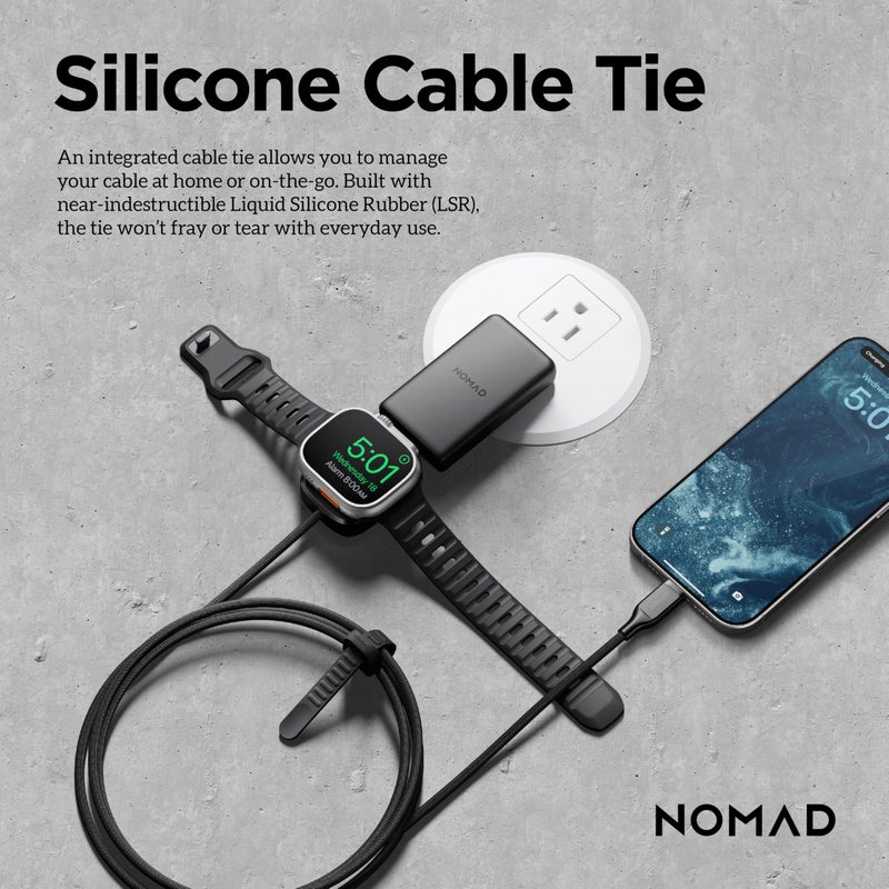 NOMAD Apple Watch Charger USB C Cable 1.5m Carbide 2in1, USB C Charging Cable - 100W Fast iWatch Charger USBC for Apple Watch, Airpods and iPhone, Universal Type C Charging Cables - Image 4