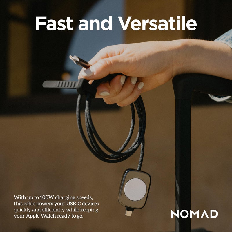 NOMAD Apple Watch Charger USB C Cable 1.5m Carbide 2in1, USB C Charging Cable - 100W Fast iWatch Charger USBC for Apple Watch, Airpods and iPhone, Universal Type C Charging Cables - Image 5