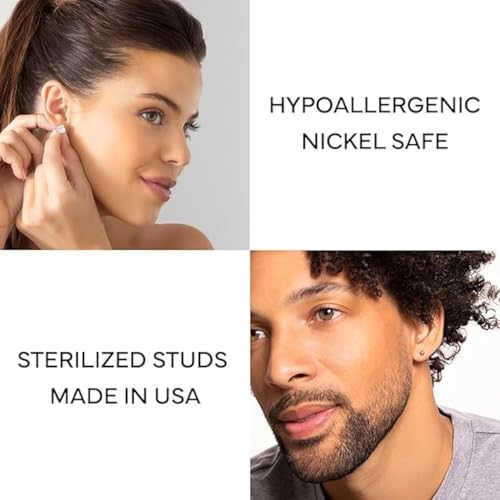 Studex أقراط ستودكس الحساسة من زيركونيا مكعبة 4 مم | آمنة ضد الحساسية وخالية من النيكل للأذان الحساسة | دبابيس مطلية بالذهب | أقراط عالية الموضة للنساء والرجال-PR-742-S - Image 4