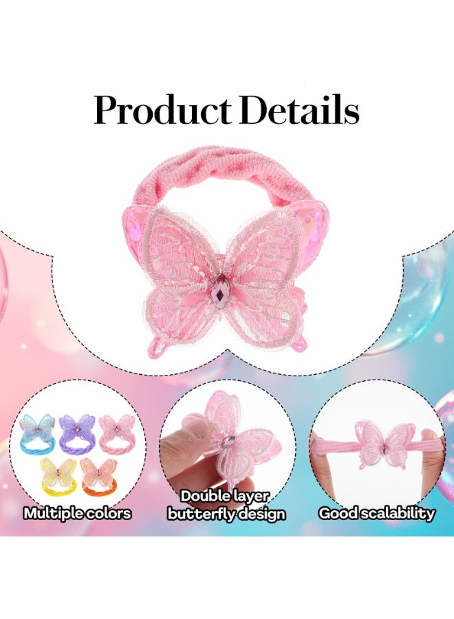 20 قطعة أربطة شعر مطاطية على شكل فراشة، أربطة شعر ملونة لطيفة، شرائط شعر على شكل قوس، إكسسوارات شعر فراشة للنساء - Image 4