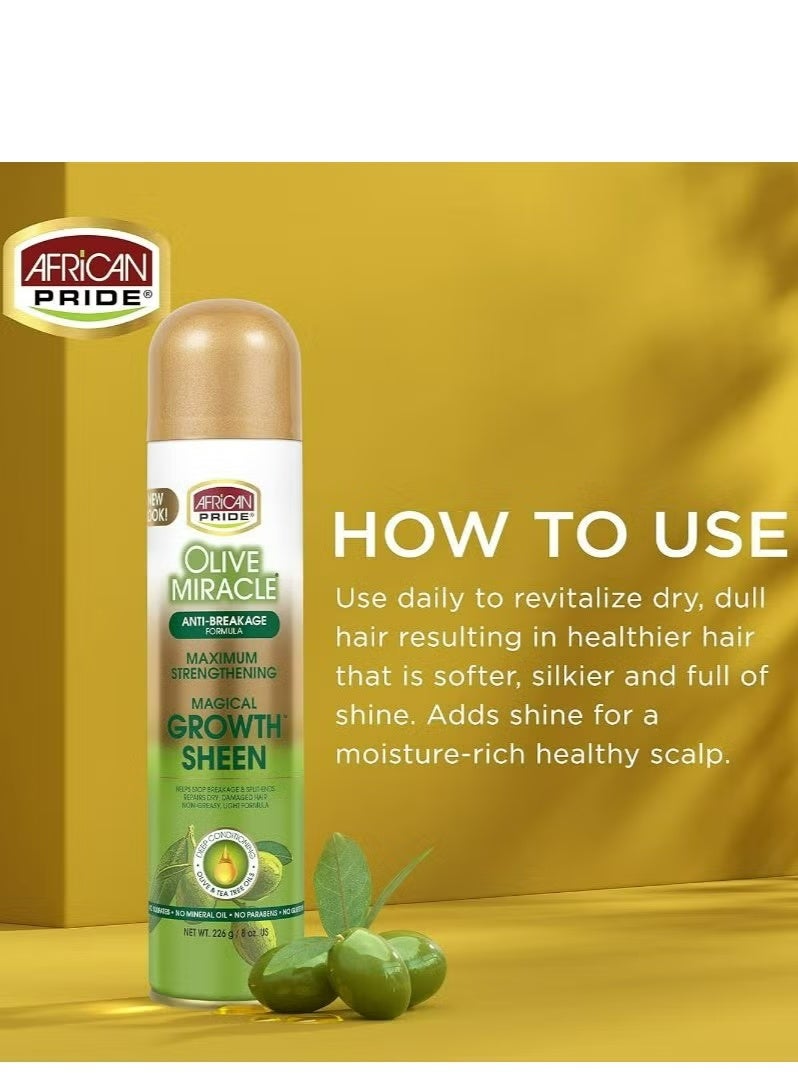 African Pride Olive Oil Growth Sheen Spray – Healthy Shine, Moisture & Hair Growth Support – 226 g - Image 2