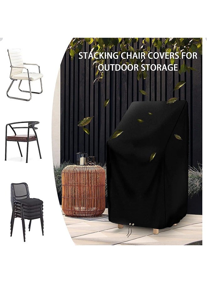 Outdoor Chair Covers, Patio Stacking Chair Cover Oxford Cloth Material, Black Waterproof Garden Chair Covers Waterproof, Chair Covers with Adjustable Cord (120x80x65) - Image 3