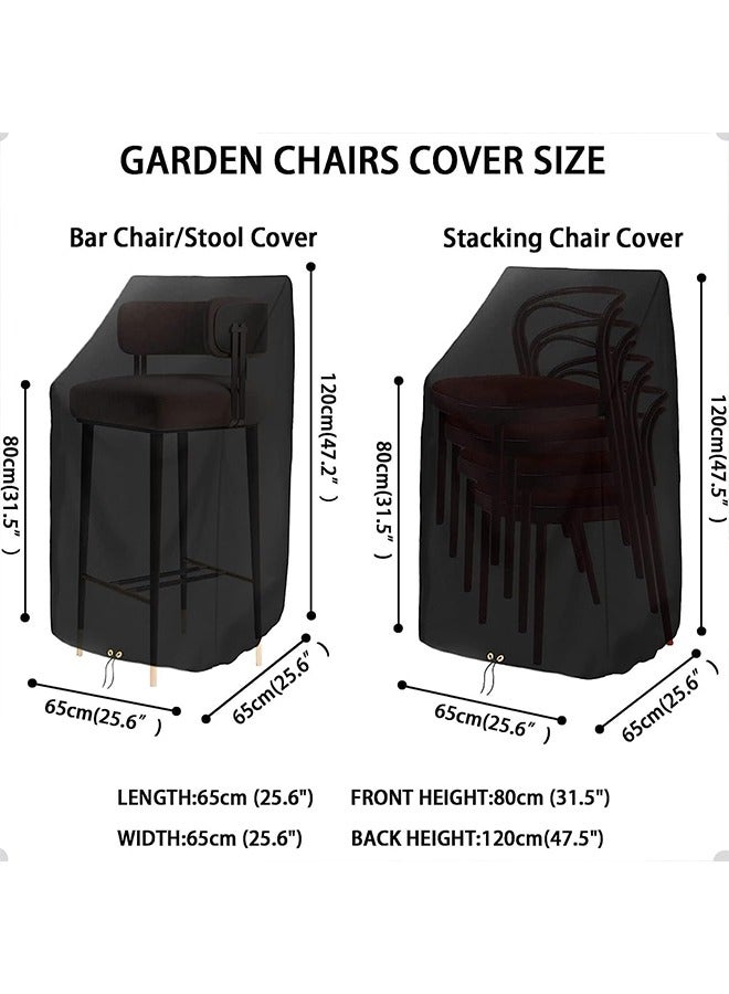 Outdoor Chair Covers, Patio Stacking Chair Cover Oxford Cloth Material, Black Waterproof Garden Chair Covers Waterproof, Chair Covers with Adjustable Cord (120x80x65) - Image 5
