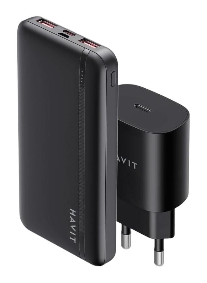 هافيت شاحن هافت ٢٥ وات مع باور بانك هافت سعه ١٠الاف قدره ٢٢.٥ وات - Image 1