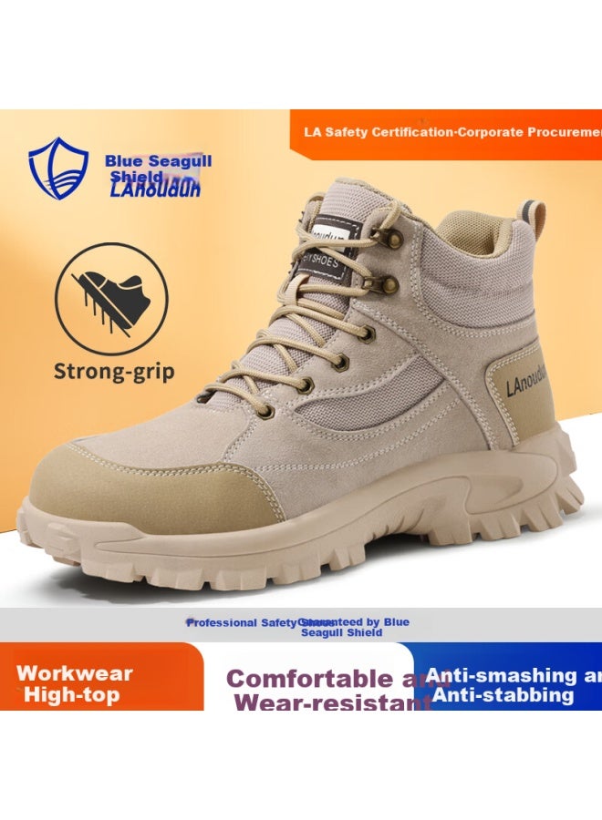 Blue Gull Shield Blue Seagull Shield Men's High-top Winter Anti-smashing Steel Toe Anti-stab Safety Work Welding Functional Shoes D1122g 40  - Image 1